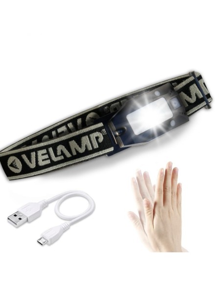 Linterna frontal LED, 2W, 150 lm, interruptor sin contacto, luminosidad regulable, luz de señalización roja - Velamp IH513