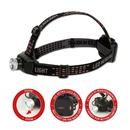 Torcia led frontale, 6W, 400 lumen,...