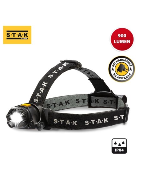 Linterna frontal LED Kaizer, 10 W, 900 lúmenes, con zoom, 5 horas de autonomía - Stak ST201