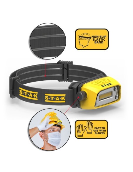 Kaizer LED headlamp, 3W, 300 lumens, with motion sensor and dimmer, up to 14 hours battery life, USB charging - Stak ST207