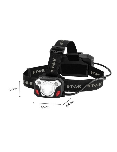 Lampe frontale Caesar à LED, 10W, 1200 lumens, avec détecteur de mouvement et zoom, autonomie de 5 heures - Stak ST219