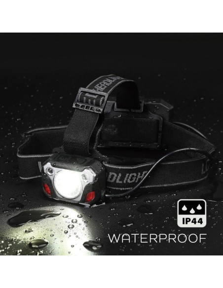 Torcia led frontale Caesar, 10W, 1200 lumen, con sensore di movimento e zoom, autonomia 5 ore - Stak ST219