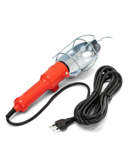 Werklamp met 5 meter snoer en metalen kooi, E27 fitting, 10A stekker - Velamp IS525.012B