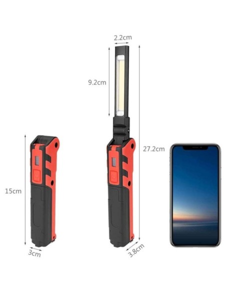 Kubrik inspectielamp, 5+3W, met zaklamp, verstelbare hoek - Velamp IR439