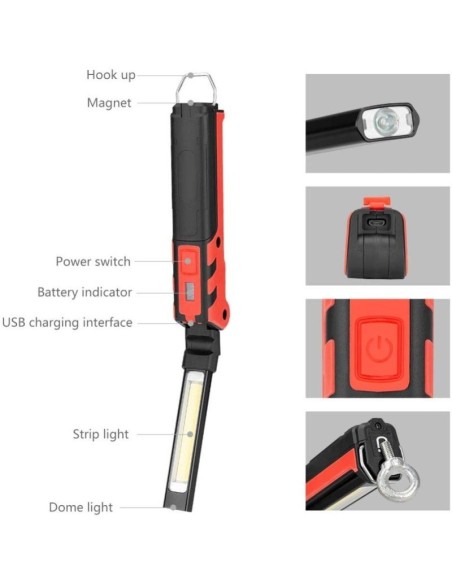 Lampe d'inspection Kubrik, 5+3W, avec torche, angle réglable - Velamp IR439