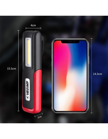 Lampada da lavoro Davy con gancio e magnete, 3W, ricarica USB - Velamp IR471
