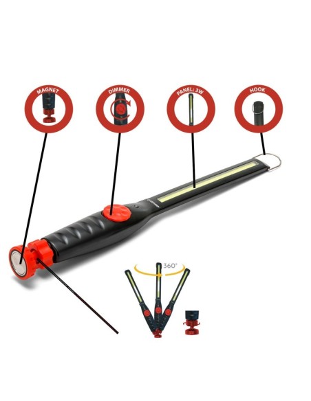 Blackman inspection lamp, 3W, 150 lumen, with magnetic swivel base, USB charging - Velamp IR578