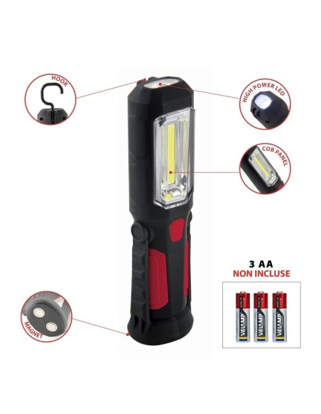 Lampada di ispezione Transformer, 3W, con gancio e calamita, con torcia 30 lumen - Velamp IS404