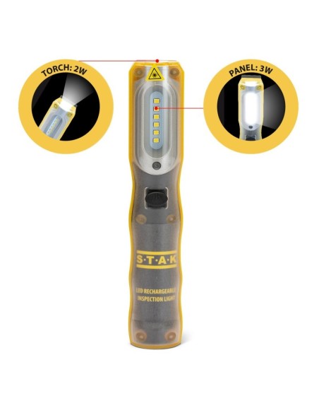 Combo Light 2 lampe d'inspection, 3W, avec crochet et aimant, avec 220V et adaptateur voiture - Stak IS409