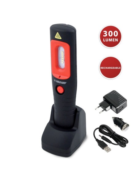 Handige werk inspectielamp, 3W, met oplaadbasis, instelbare helderheid - Velamp IS475