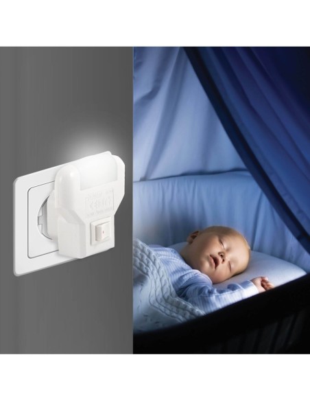 Twilight nachtlampje, 0,5W, 10A stekker, met schakelaar - Velamp IL09LED.012L