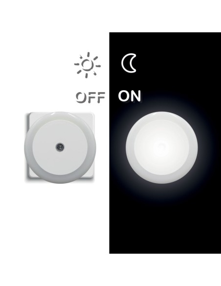 Luz nocturna con interruptor crepuscular, 0,5 W, enchufe de 10 A - Velamp IL27LED.012L