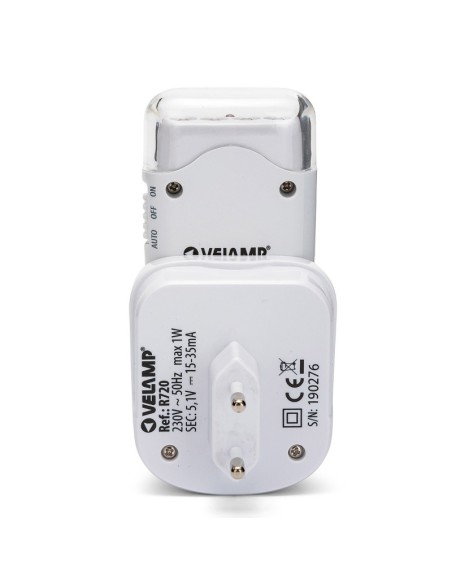 NIGHT GUARD 2 night light with motion sensor, 1W, 10A plug, portable and with emergency light function, - Velamp R720