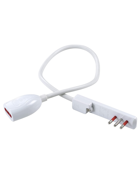 3 metre extension cable with 16A ultra-flat plug and 10A/16A socket, white - Rosi RS92045