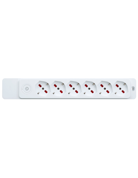 Steckdosenleiste mit 6 x 10A/16A Zweipol/Schukosteckdosen, ohne Kabel, mit Schalter, weiß, Emilia Specialist - Rosi RS8612B