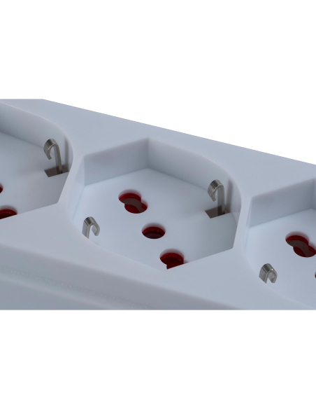 Power strip with 16A 90° bent plug, 6 x 10A/16A socket, 1.5 metre cable, with switch, black - Rosi RS8622N