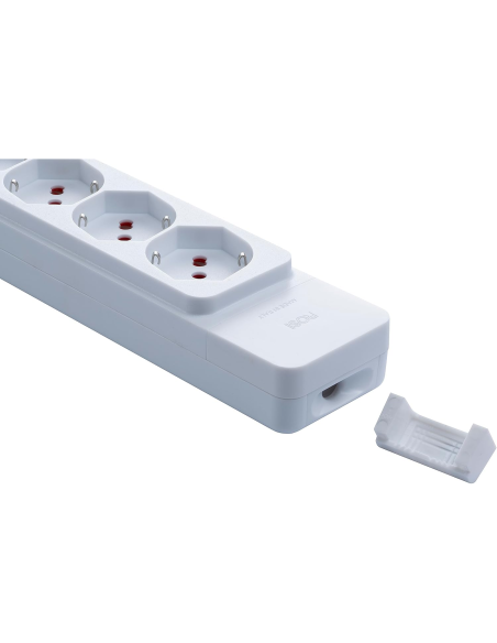 Power strip with 16A 90° bent plug, 6 x 10A/16A socket, 1.5 metre cable, with switch, black - Rosi RS8622N