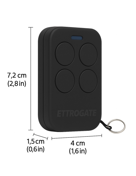 Radio gate opener remote control, self-learning, 4 channels, rolling code and fixed code, 280/433.92/868 MHz - Ettrogate ET6004