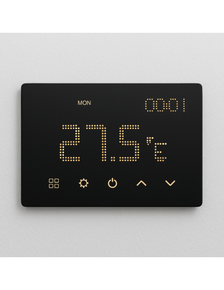 Termostato da incasso, 230V, nero, display touch retroilluminato, compatibile con scatola 503 - Ettroit ET4302