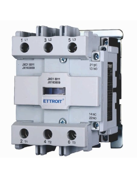 Contacteur 220Vac, 3P, 80A, 3 contacts, normalement ouvert, Ue 380V - Ettroit JXC1 JX163809