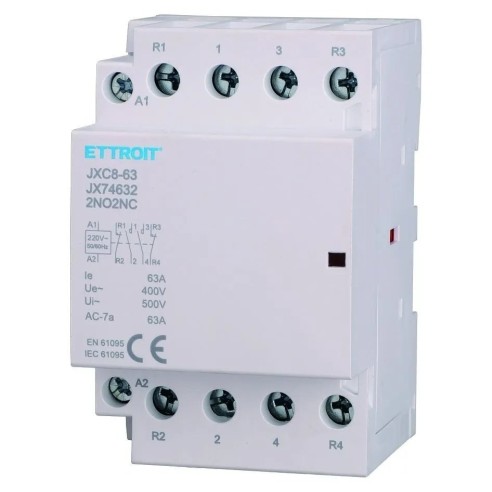 Contactor 230Vac, 4P, 63A, 3 módulos,...