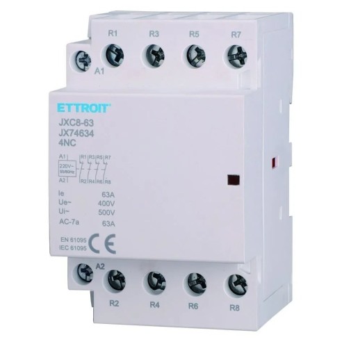 Contattore 230Vac, 4P, 63A, 3 moduli,...