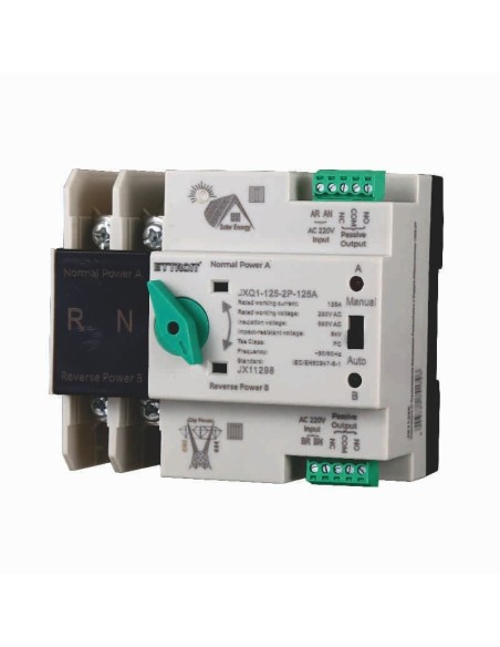 Interruptor de transferencia automática ATS para fotovoltaica, doble alimentación, 2P, 230Vac, 125A - Ettroit JX11298