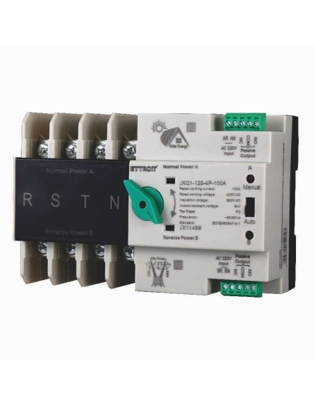 Commutateur de transfert automatique ATS pour photovoltaïque, double alimentation, 4P, 400Vac, 100A - Ettroit JX11499