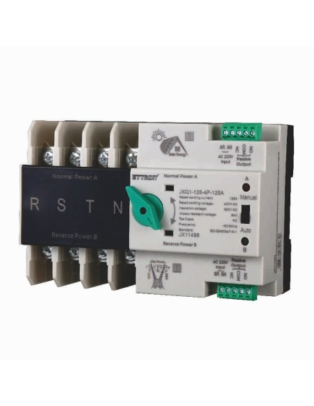 Commutateur de transfert automatique ATS pour photovoltaïque, double alimentation, 4P, 400Vac, 125A - Ettroit JX11498