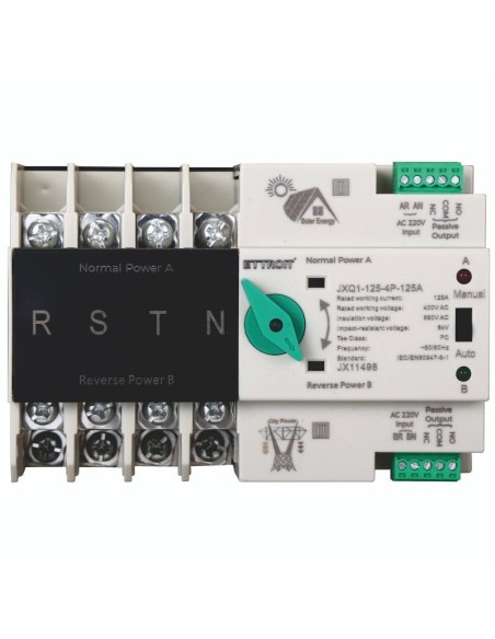 Interruptor de transferencia automática ATS para fotovoltaica, doble alimentación, 4P, 400Vac, 125A - Ettroit JX11498