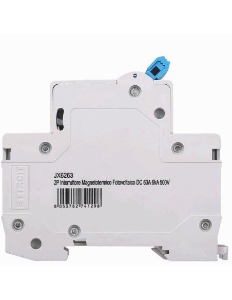 Disjoncteur photovoltaïque, 2P, 2 modules, 500V DC, 63A, 6KA - Ettroit JX6263