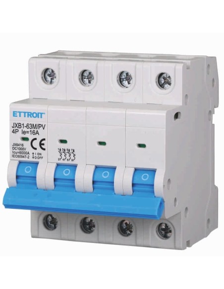Photovoltaic circuit breaker, 4P, 4 modules, 1000V DC, 16A, 6KA - Ettroit JX6416