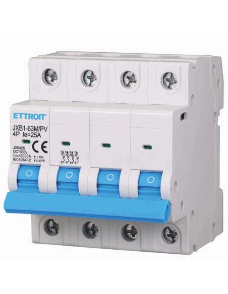 Photovoltaic circuit breaker, 4P, 4 modules, 1000V DC, 25A, 6KA - Ettroit JX6425