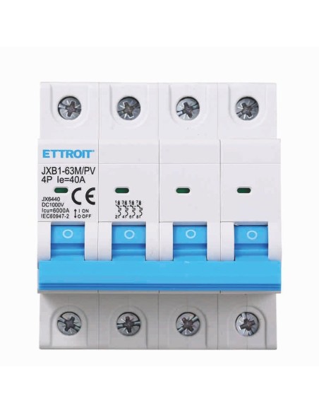 Photovoltaic circuit breaker, 4P, 4 modules, 1000V DC, 40A, 6KA - Ettroit JX6440