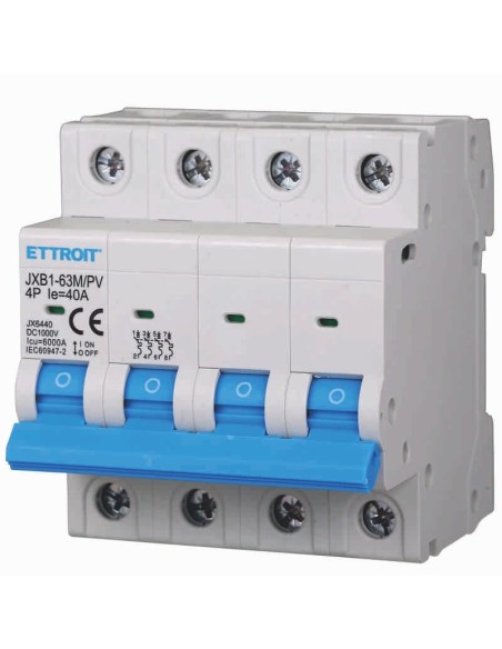 Disyuntor fotovoltaico, 4P, 4 módulos, 1000V CC, 40A, 6KA - Ettroit JX6440