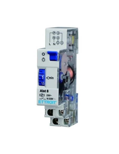 Temporizzatore per luce scale, 1 funzione, regolazione 1 minuto ~ 7 minuti, 16A, 1 contatto NO - Ettroit ALST8