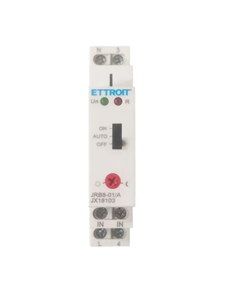 Twilight switch with photoelectric sensor,1 ~ 100 Lux, 220V, 16A, 1 NO contact - Ettroit JX18103