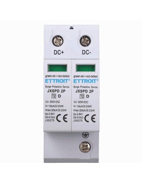Parafoudre photovoltaïque, Limiting SPD, 2 modules, 500V DC, Type T2, 10KA, 20KA - Ettroit JX6275