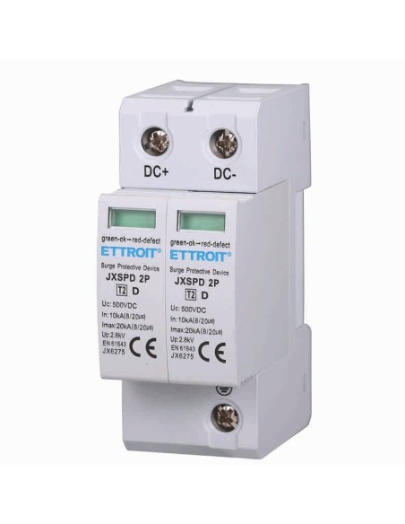 Photovoltaic Surge Arrester, Limiting SPD, 2 modules, 500V DC, Type T2, 10KA, 20KA - Ettroit JX6275
