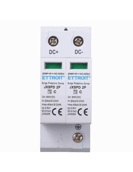 Parafoudre photovoltaïque, Limiting SPD, 2 modules, 500V DC, Type T2, 20KA, 40KA - Ettroit JX6285
