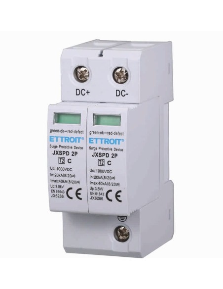 Photovoltaik-Überspannungsableiter, Begrenzungs-SPD, 2 Module, 1000V DC, Typ T2, 20KA, 40KA - Ettroit JX6286