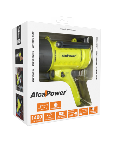 Torche led ajustable, Cree XP-L led, 5 modes de fonctionnement, 1400lm, IP67, avec powerbank - Alcapower FL05