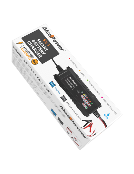 Caricabatterie automatico LiFePO4 12.8V 8~50Ah, piombo 6V/12V 1,2~120Ah, con mantenimento, gestione tramite App - Alcapower SX-1
