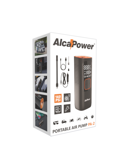 Draagbare compressor 160 PSI, 22.2Wh interne batterij, met 5V 2A powerbank en zaklamp - Alcapower PA-2