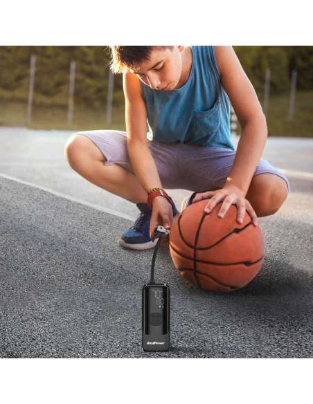 Portable compressor 150 PSI, 14.8Wh internal battery, with 5V 1.5A powerbank and torch - Alcapower PA-1