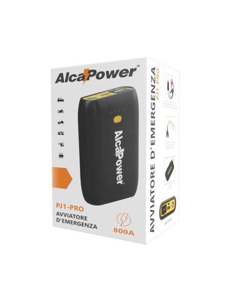 12V emergency battery starter, 26Wh internal battery, 800A starting current, with 7200mAh powerbank, torch - Alcapower PJ-1PRO