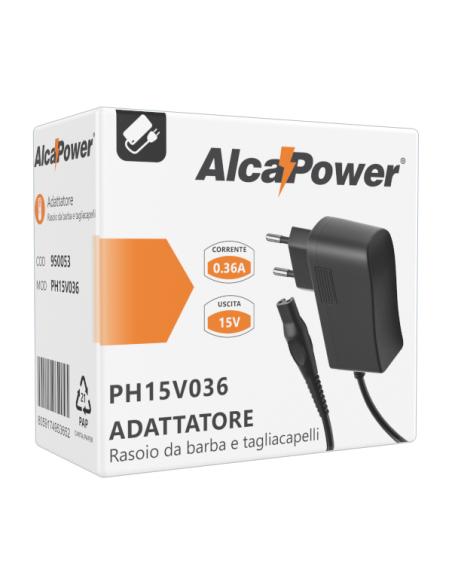 Netzteil 15V 0.36A, geeignet für Rasierer und Haarschneider - Alcapower PH15V036