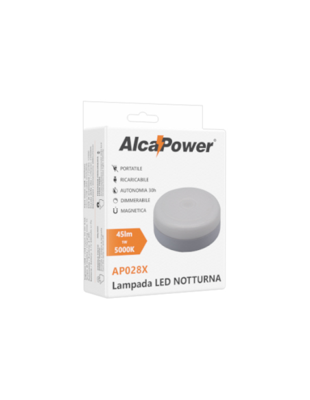 Draagbaar nachtlampje, 1W, dimbaar, oplaadbaar via USB - Alcapower AP028X