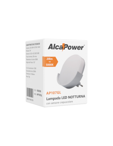 Nachtlampje met schemersensor, 1W - Alcapower AP107GL