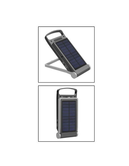 Luce portatile con base richiudibile, 5W, con pannello solare e ricarica USB - Alcapower AP18040